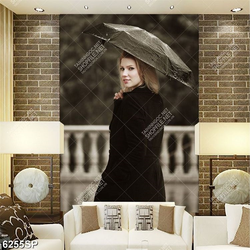 Tranh cô gái đứng che ô SP6255