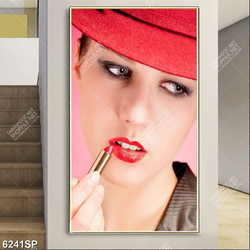 Tranh cô gái tô son đỏ SP6241