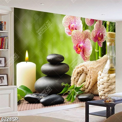 Tranh file gốc cành hoa lan và đá đen