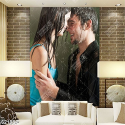 Tranh cặp đôi đứng dưới mưa