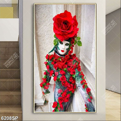 Tranh người mẫu hoa hồng