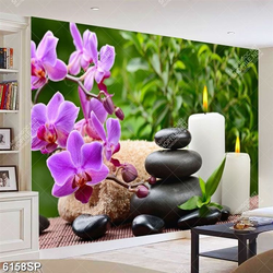 Tranh file gốc hoa lan tĩm và đá đen