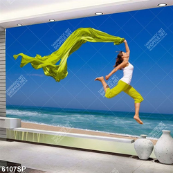 Tranh cô gái nhảy múa cùng tấm khăn xanh lá