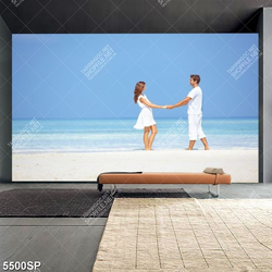 Tranh cặp đôi nắm tay trên bãi biển