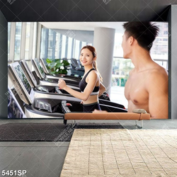 Tranh chàng trai và cô gái tập chạy bộ