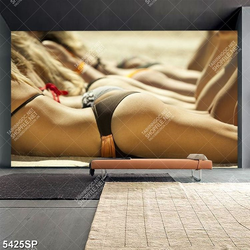 Tranh người đẹp bikini nằm bên bãi biển