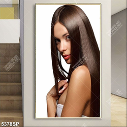 Tranh người đẹp với mái tóc suông dài óng ả
