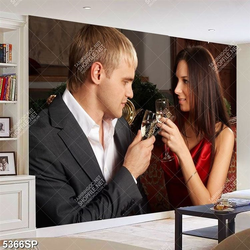 Tranh cặp đôi thưởng thức rượu vang