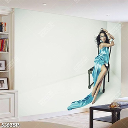 Tranh cô nàng mặc váy xanh quyến rũ