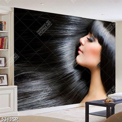 Tranh cô gái với mái tóc đen dài óng ả