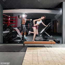 Tranh phong gym cô gái trẻ tập thể thao