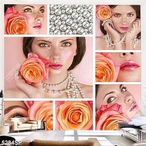 Tranh bộ ghép cô gái xinh đẹp và hoa hồng