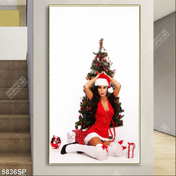 Tranh người đẹp mặc váy noel SP5836