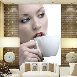 Tranh cô gái uống trà