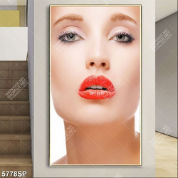 Tranh người đẹp tô son đỏ SP5778