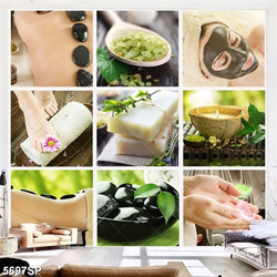 Tranh bộ ghép đá đen nến treo tướng spa