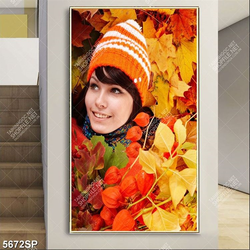 Tranh SP5672 cô gái bên lá mùa thu