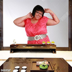 Tranh cô béo mặc áo đỏ