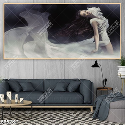 Tranh người đẹp mặc váy trắng