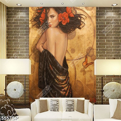 Tranh vẽ người đẹp khoe lưng trần quyến rũ