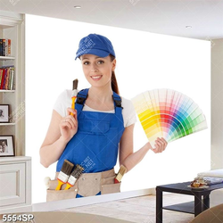 Tranh SP5554 cô gái trẻ cầm bảng màu