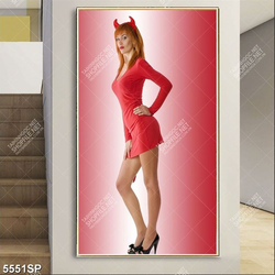 Tranh SP5551 cô gái mặc váy đỏ