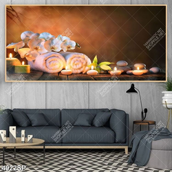 Tranh khăn trắng và hoa lan treo trang trí tường spa