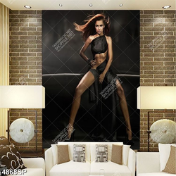 Tranh người đẹp mặc váy đen gợi cảm treo spa
