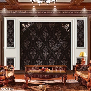 Tranh phào chỉ dán tường những họa tiết lá trên nền đen