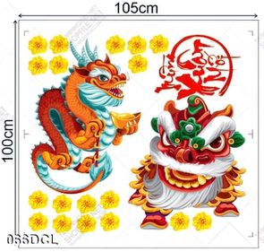 Decal lân và rồng dán kính trang trí tết Decal lân và rồng dán kính trang trí tết