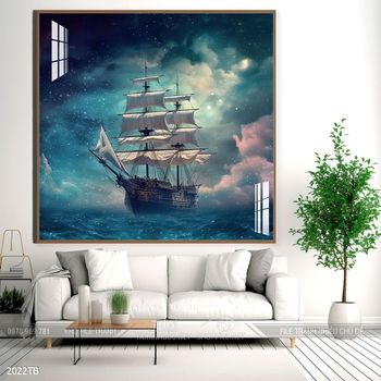 Tranh thuận buồm xuôi gió cánh buồm vàng đẹp nhất