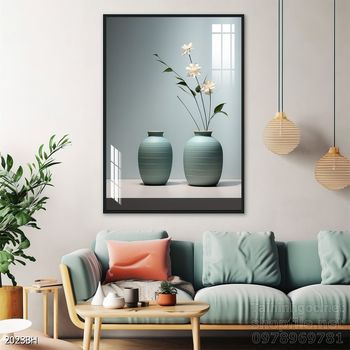 File tranh bình hoa đẹp decor tường nhà trang trí