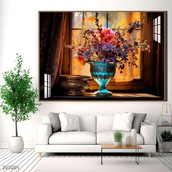 Mẫu tranh bình hoa mới nhất trang trí phòng khách, phòng ăn