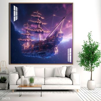 Tranh thuyền buồm vàng phong thủy đẹp