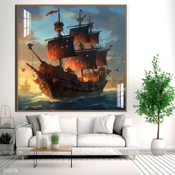 Tranh thuận buồm xuôi gió cánh buồm vàng đẹp nhất