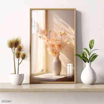 Tranh bình hoa độc đáo trang trí phòng khách