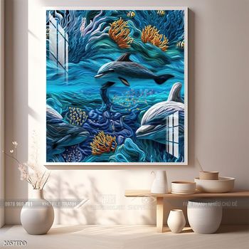 Tranh cá heo nghệ thuật độc đáo