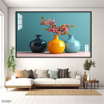 Mẫu tranh bình hoa trang trí tường đẹp tinh tế