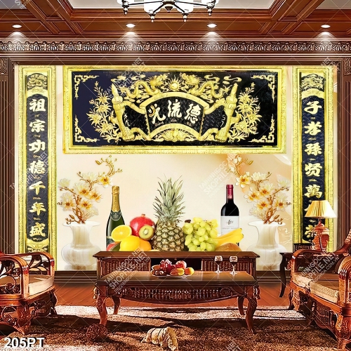 Tranh gắn tường phòng thờ tổ tiên file psd