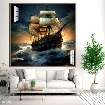 Tranh thuyền buồm và cảnh biển