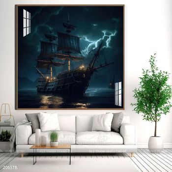 Tranh thuyền buồm vàng phong thủy đẹp