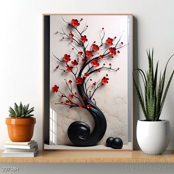 Mẫu tranh bình hoa nghệ thuật decor trang trí tường