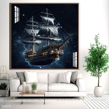 Tranh thuyền buồm vàng phong thủy đẹp