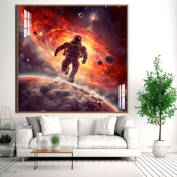 Tranh nghệ thuật phi hành gia treo trang trí tường