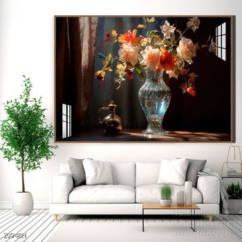 Mẫu tranh bình hoa sang trọng đẹp độc đáo