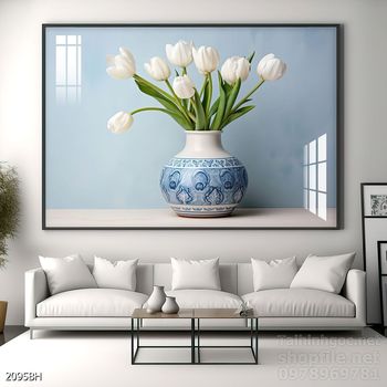 Tranh bình hoa độc đáo trang trí phòng khách