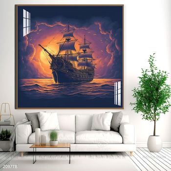 Tranh thuyền buồm và cảnh biển