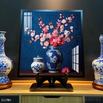 Mẫu tranh bình hoa nghệ thuật decor tường