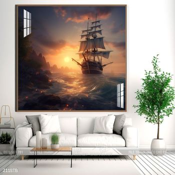 Tranh phong thủy thuận buồm xuôi gió tài lộc đẹp