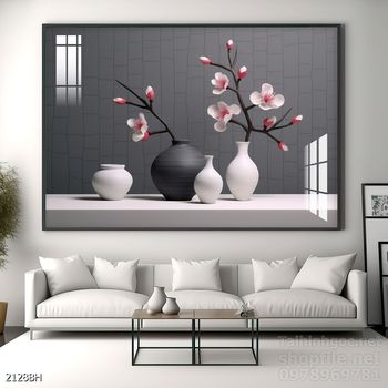 Mẫu tranh bình hoa trang trí tường đẹp tinh tế